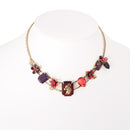 Gold-Tone Metal Squirrel And Acorns Flower Adjustable Lobster Claw Closure Crystal Necklaces