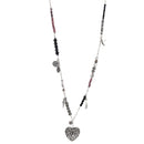 Silver-Tone Metal Mix Charms Heart Locket And Beads Lobster Claw Closure Layered Necklaces