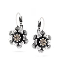 Silver-Tone Metal Flower Crystal Drop Earrings