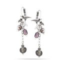 Silver-Tone Metal Birds And Beads Drop Earrings