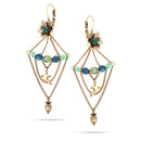 Gold-Tone Metal Flower And Bird Dangle Earrings