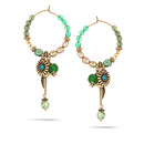 Gold-Tone Metal Pearl And Crystal Charm Hoop Earrings