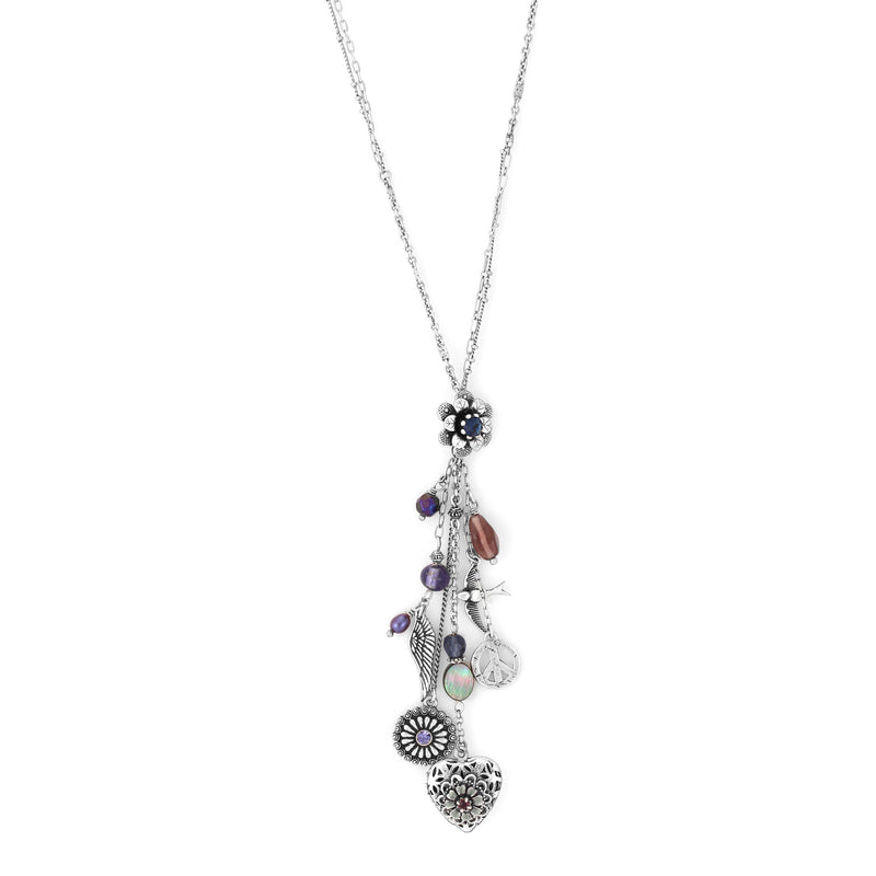 SILVER MIX CHARMS LOCKET PENDANT  NECKLACES