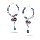 Silver-Tone Metal Pearl And Crystal Charm Hoop Earrings