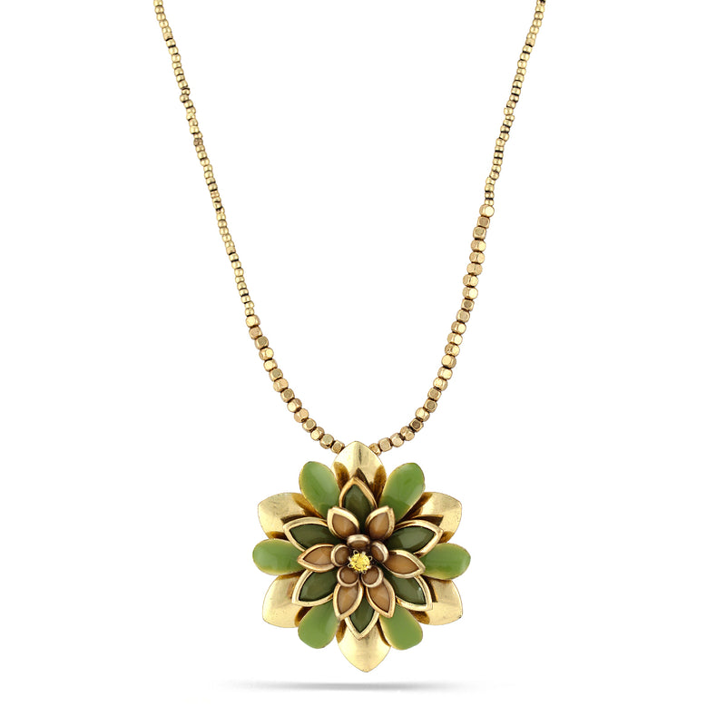 Gold-Tone Metal Olive Flower Necklace