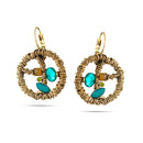 Gold-Tone Metal Green Turquoise Drop Earrings