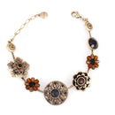 Gold-Tone Metal Filigree Flower Wrap Around Bracelets