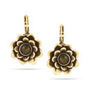 Gold-Tone Metal Flower Glittering Stone Earrings