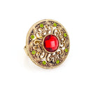 Gold-Tone Metal Red Crystal Adjustable Rings