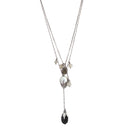 Oxidized Silver-Tone Metal Black And Grey Beads Charms Layered Necklaces