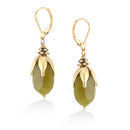 Gold-Tone Metal Olive Faceted Stone Drop Earrings
