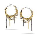 Gold-Silver-Hematite Tassel Eaarrings