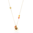 Gold-Tone Metal Adjustable Necklace With A Mixed Motif Pendant