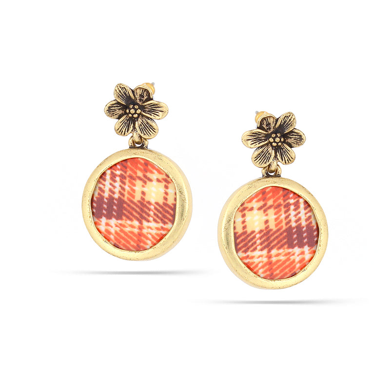 Gold-Tone Metal Corl Striped Earrings