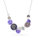 Rhodium-Tone Metal Djustable Necklace With A Mixed Motif Pendant