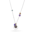 Rhodium-Tone Metal Green And Purple Neckalce