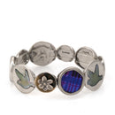 Silver Resin And Mother Of Pearl Disc Stretch Bracelet