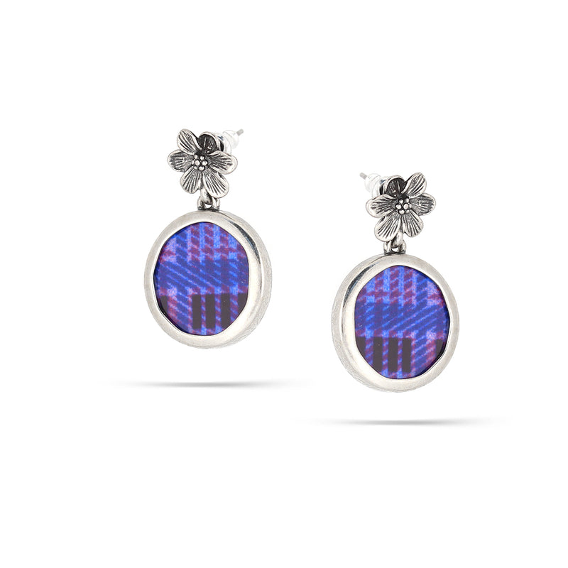 Rhodium-Tone Metal Purple Earrings