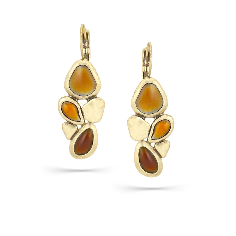 Gold-Tone Metal Orange Resin Drop Earrings