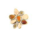 Gold-Tone Metal Brown Brooch