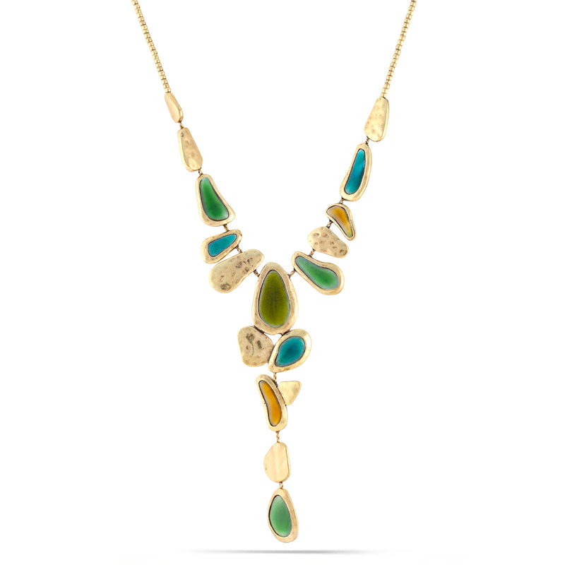 Gold-Tone Metal Green Necklace