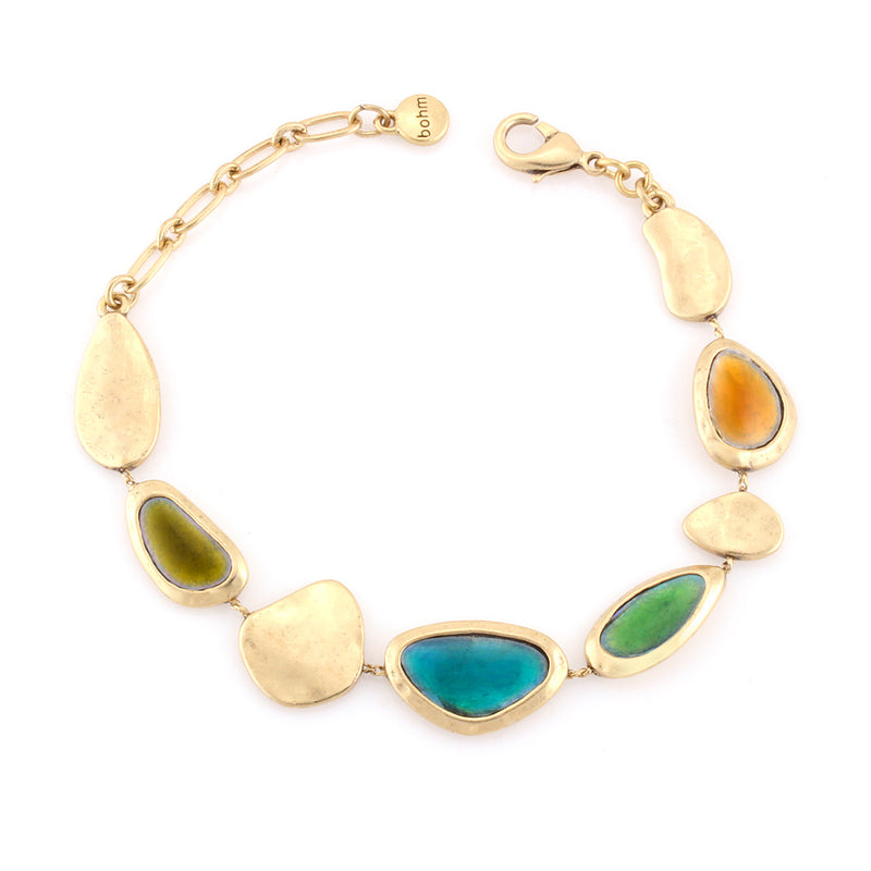 Gold-Tone Metal Green Acrylic Wrap Around Bracelets