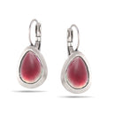 Hematite-Tone Metal Purple Drop Earrings