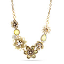 Gold-Tone Metal Yellow Flower And Gold Crystal Necklace