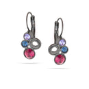 Black-Tone Metal Blue And Amethyst Crystal Earrings