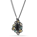 Black-Tone Metal Green Olive Hematite And Black Necklace