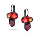 Black -Tone Metal Red Faceted French Clip Earrings