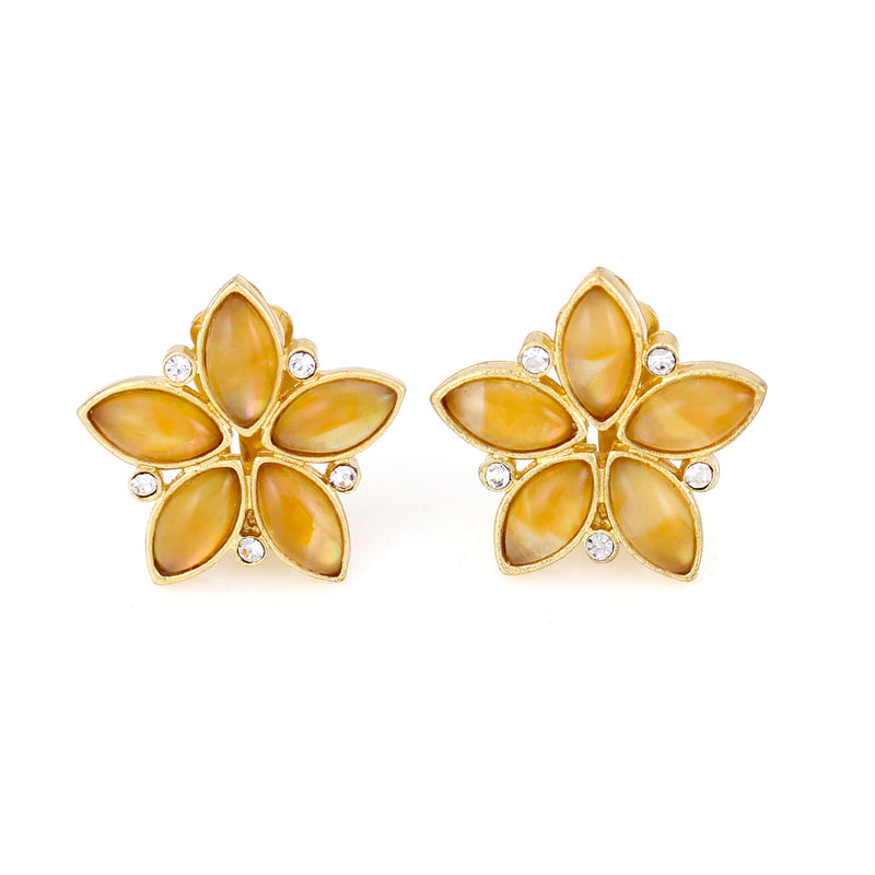 Gold-Tone Metal Citrine Clip On Earrings
