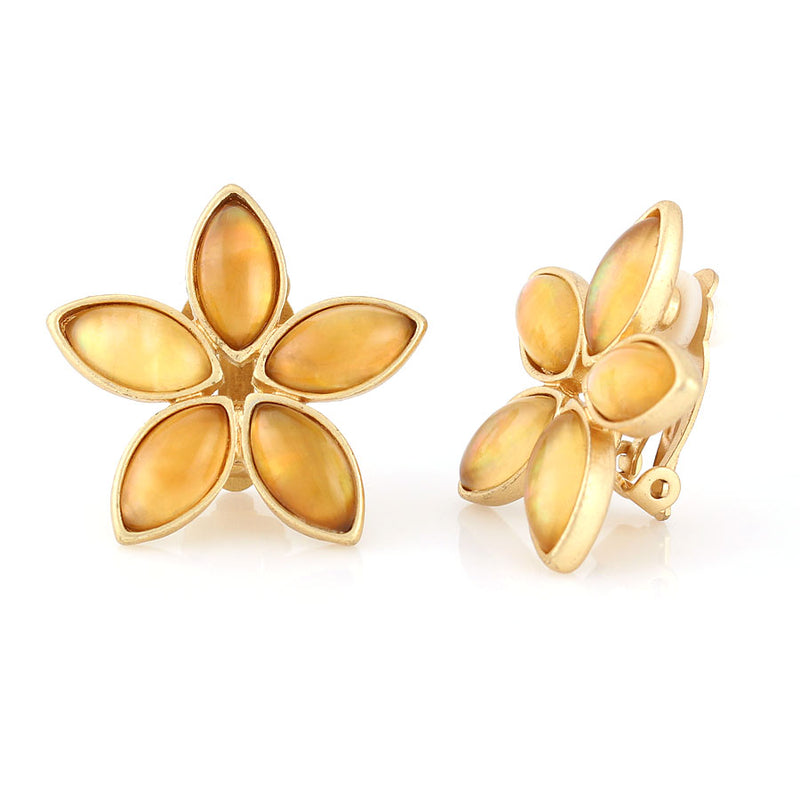 Gold-Tone Metal Gold Flower Stud Earrings