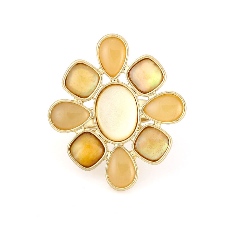 Gold-Tone Metal Cream Ring Adjustable To Fit All Sizes 
