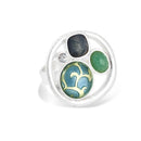 Silver-Tone Metal Turquoise And Crystal Adjustable To Size 7 Rings