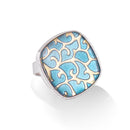 Silve And Gold-Tone Metal Blue Adjustable Up To Size 8 Ring