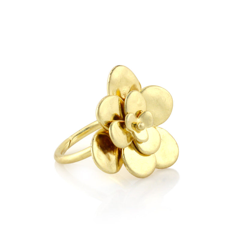Gold-Tone Metal Flower Adjustable Rings