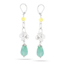 Silver-Tone Metal Freen Faceted Stone Drop Earrings