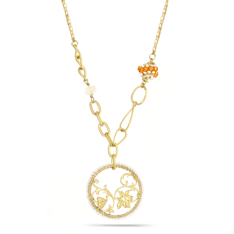 Gold-Tone Metal Flower Pendant Necklace
