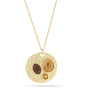 Gold-Tone Metal Brown And Yellow Stone Pendant Necklace