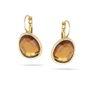 Gold-Tone Metal Citrine Color Crystal Drop Earrings