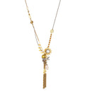 Gold-Tone Metal Cham And Pearl Tassel Necklace