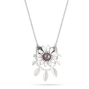 Silver-Tone Metal Grey Tone Pearl Crystal Necklace