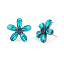 Silver-Tone Metal Aqua Blue Crystal Stud Earrings