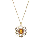 Gold-Tone Metal Yellow Crystal Pendant Necklace
