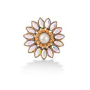 Gold-Tone Metal Simulated Pearl And Rainbow Crystal Adjustable To Fit Most Size Ring