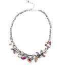 Rhodium Tone Metal Multi Color Necklace
