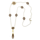 Matte Gold-Tone Metal Yellow Crystal Neckalce