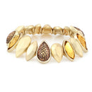 Gold-Tone Matte Finished Metal Citrine Crystal Stretch Bracelets