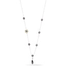 Silver-Tone Matte Finished Metal Yellow Crystal Necklace 